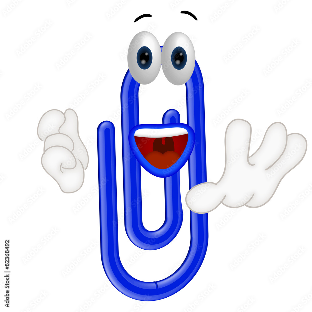 Funny paper clip cartoon illustration with hands and eyes Stock ...