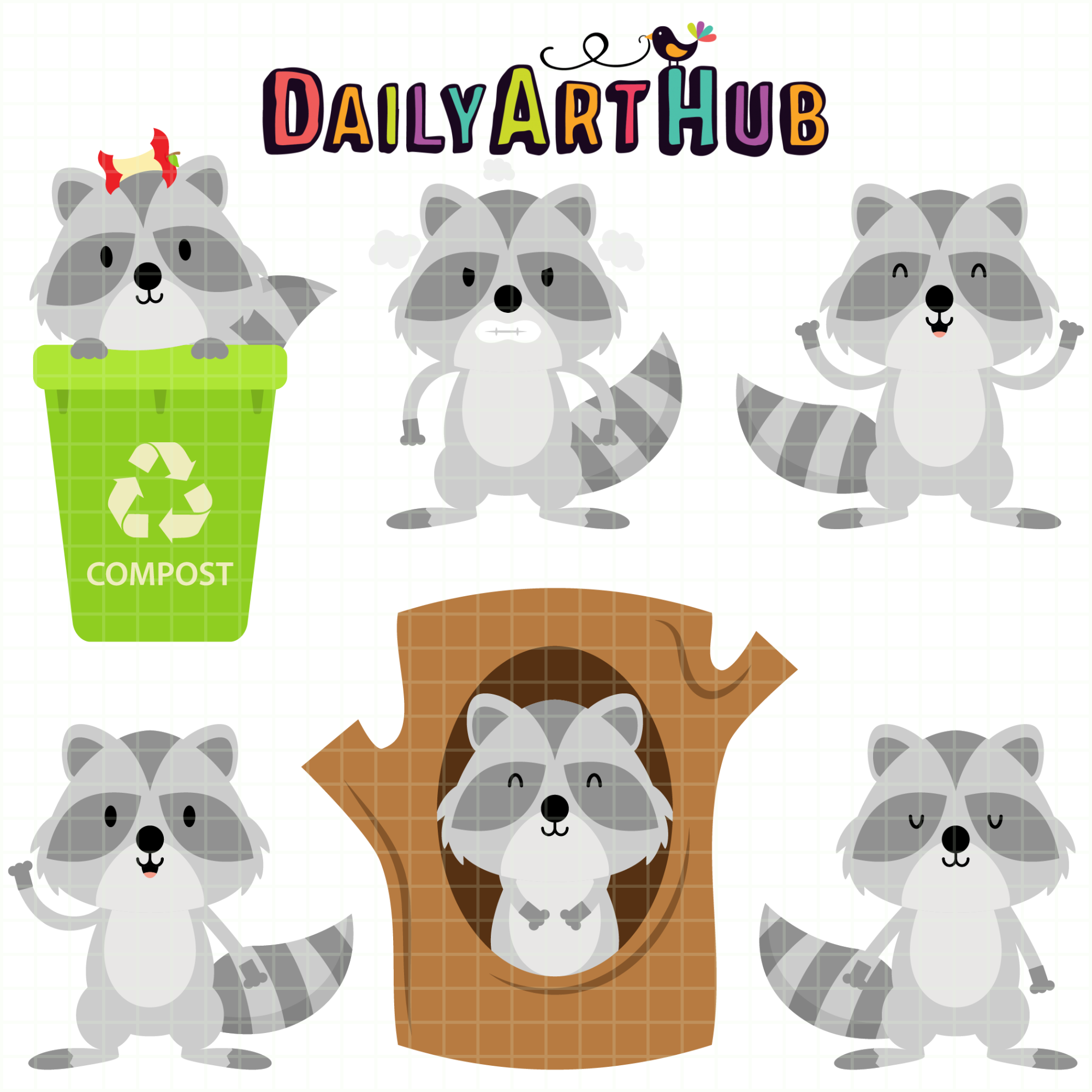 Cute Raccoons Clip Art Set – Daily Art Hub // Graphics, Alphabets ...