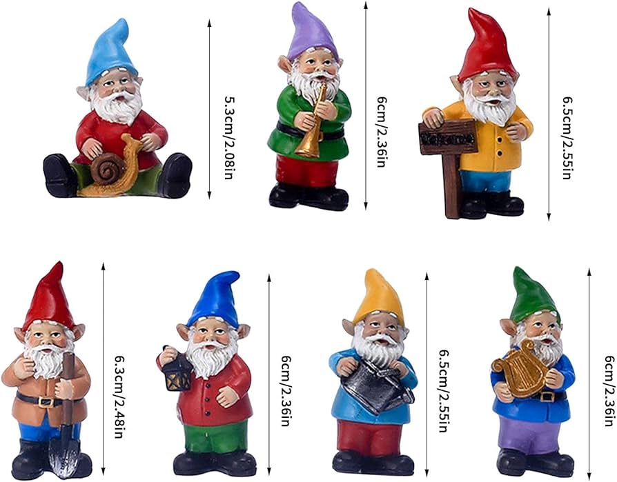 Garden Gnomes 7 Pieces Handmade Garden Gnome Outdoor Garden Ornament ...