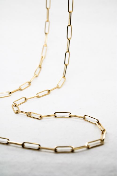 Paperclip Chain Necklace 14k Gold Minimal, Dainty Paper Clip Cable ...