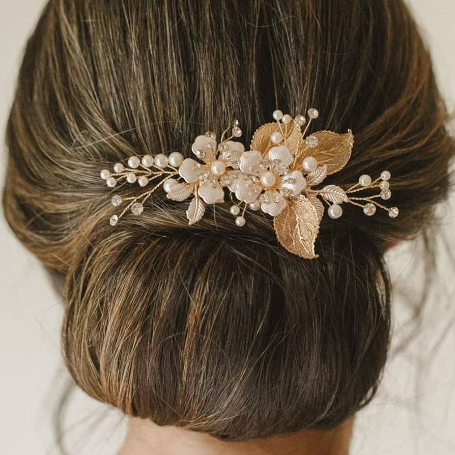 ISLHJDD Gold Wedding Hair Comb Wedding Hair Clip Pearl Hair Comb ...