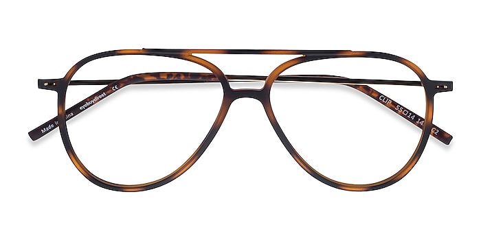 Clip Aviator Matte Tortoise & Gold Full Rim Eyeglasses | Eyebuydirect ...