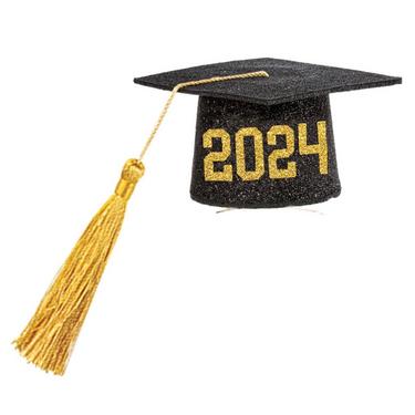 Glitter Black & Gold 2024 Miniature Graduation Cap | Party City - Clip ...