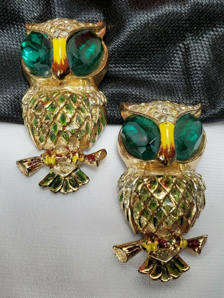 Vintage Estate Gold Filled Horned Owl On Tree Branch Clip on ... - Clip ...