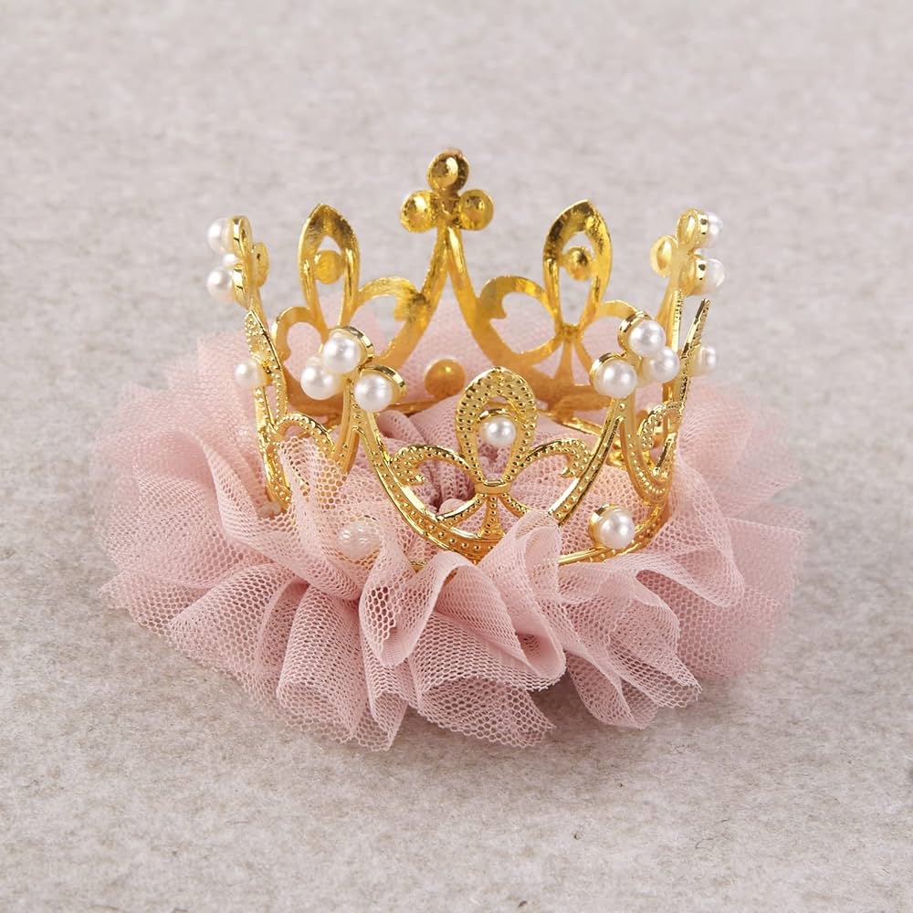 Baby Crown Hair Pins Princess Girls Crown Tiara Hair Clips Tulle Mesh ...