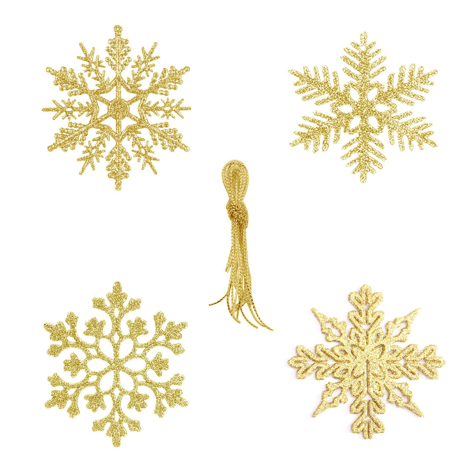 Pack of 40 10 cm Christmas Snowflakes Decoration Gold Snowflakes ...