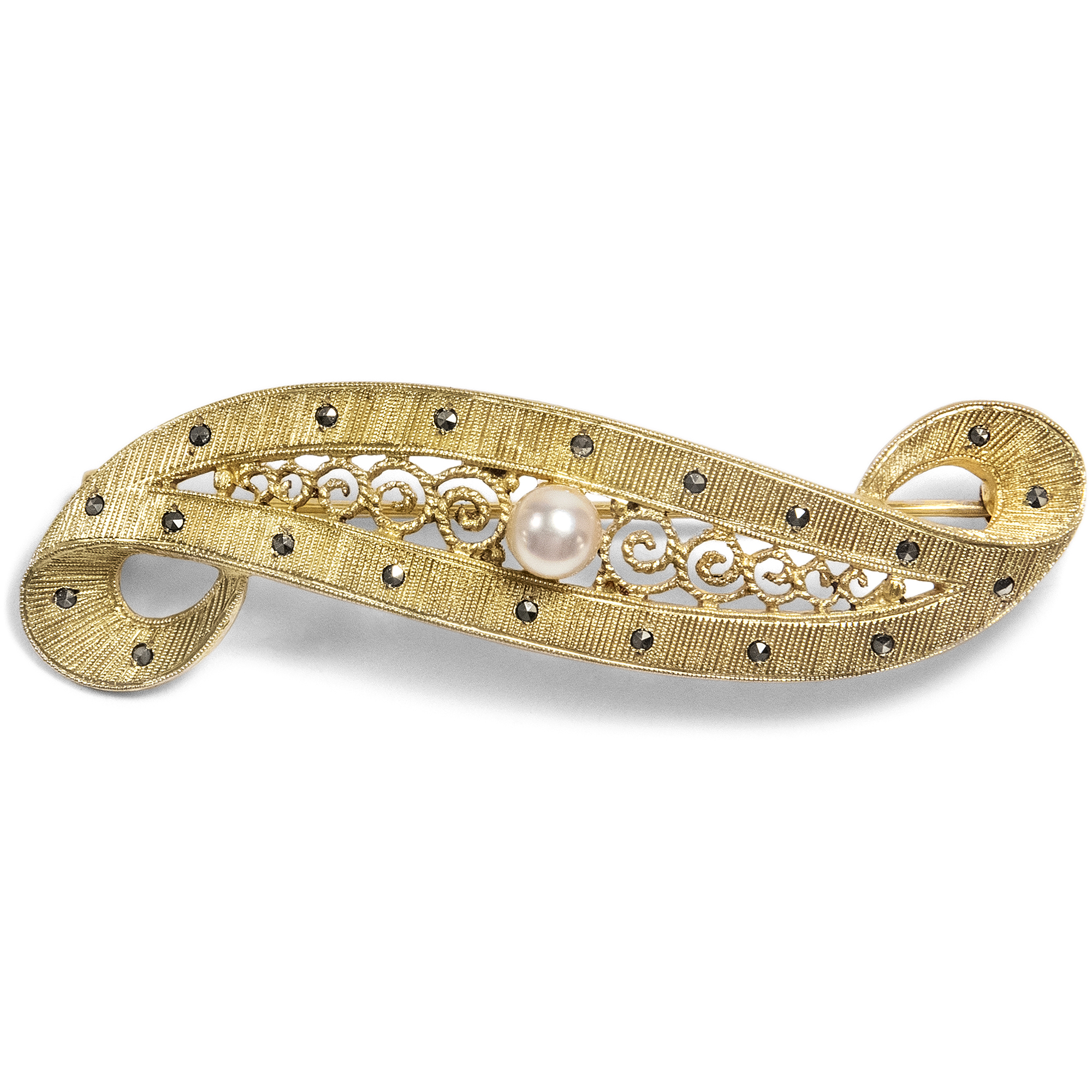 Golden Banner • Stylish Brooch by Theodor Fahrner with Pearl, ca ...