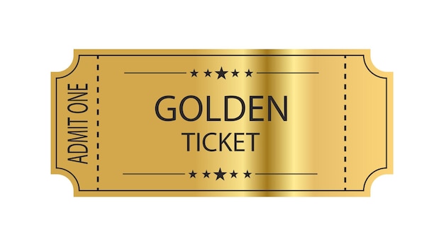 Premium Vector | Golden ticket with stars and the inscription ...