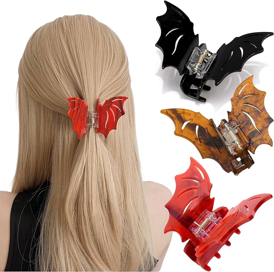 Ypkia Pack of 3 Gothic Bat Hair Clips, Medium Hair Clips, Womens Small ...