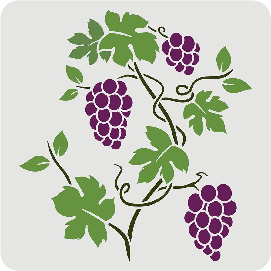 FINGERINSPIRE Grapevine Stencil, 30 x 30 cm, Small Grapevine Wall ...