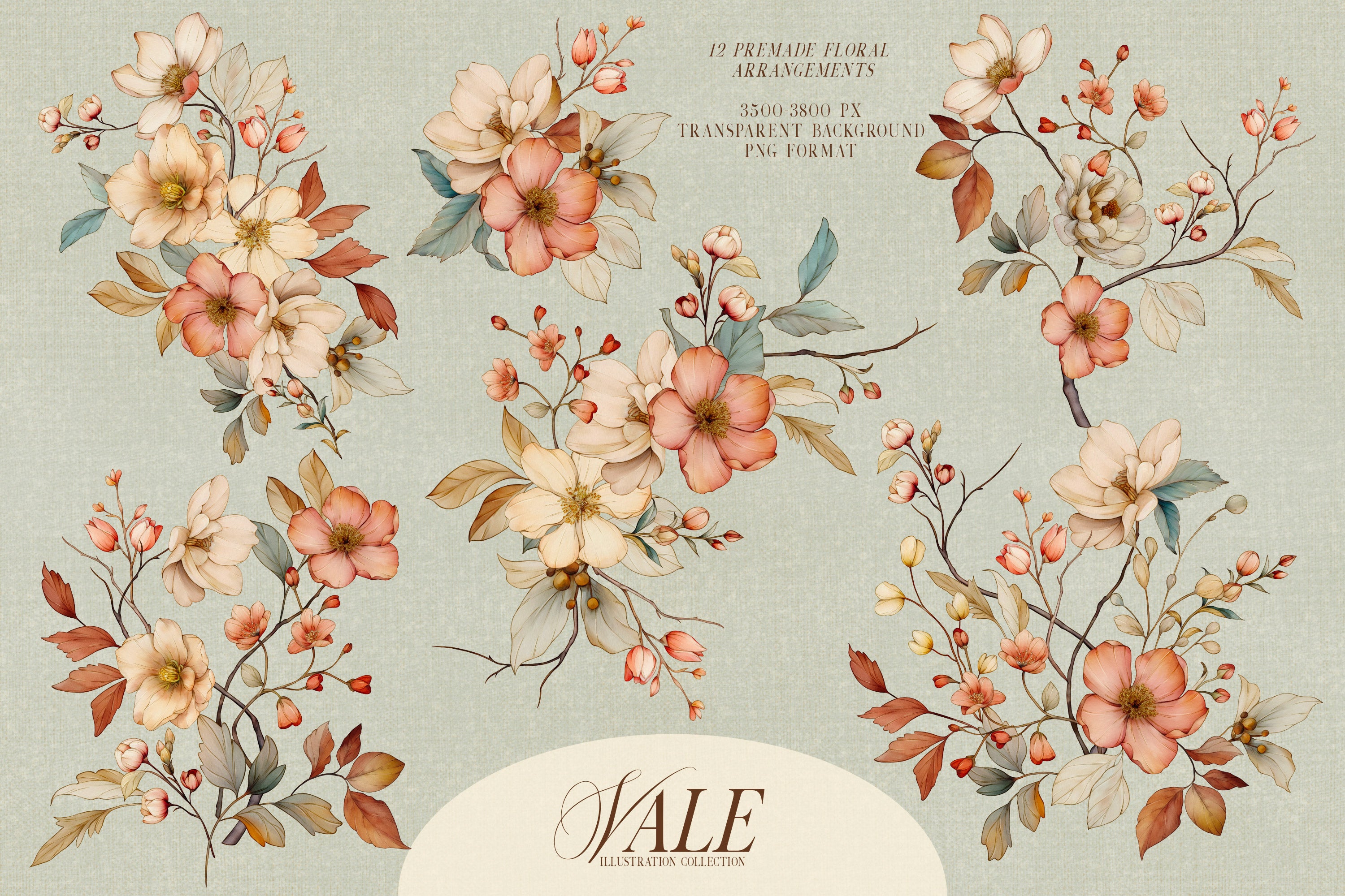 Cottagecore Wildflower Floral Watercolor Clip Art & Patterns Graphics ...