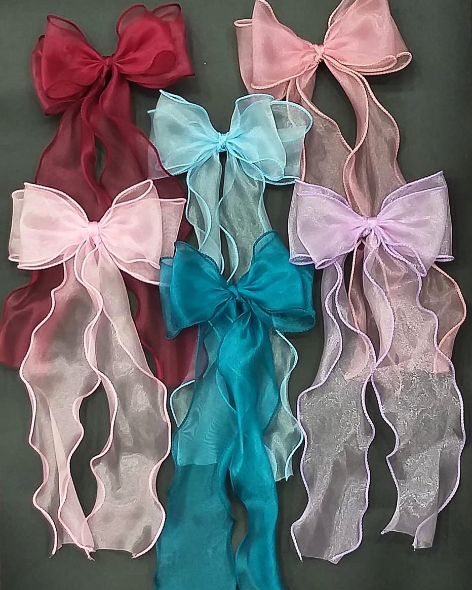 Korean Big Organza Hair Bow Clip Handmade - PuppetBox - Clip Art Library