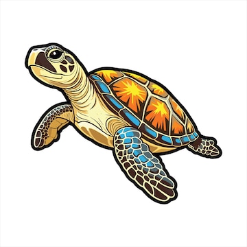 Premium Vector | Hawksbill Turtle Cute Funny Cartoon Kawaii ... - Clip ...