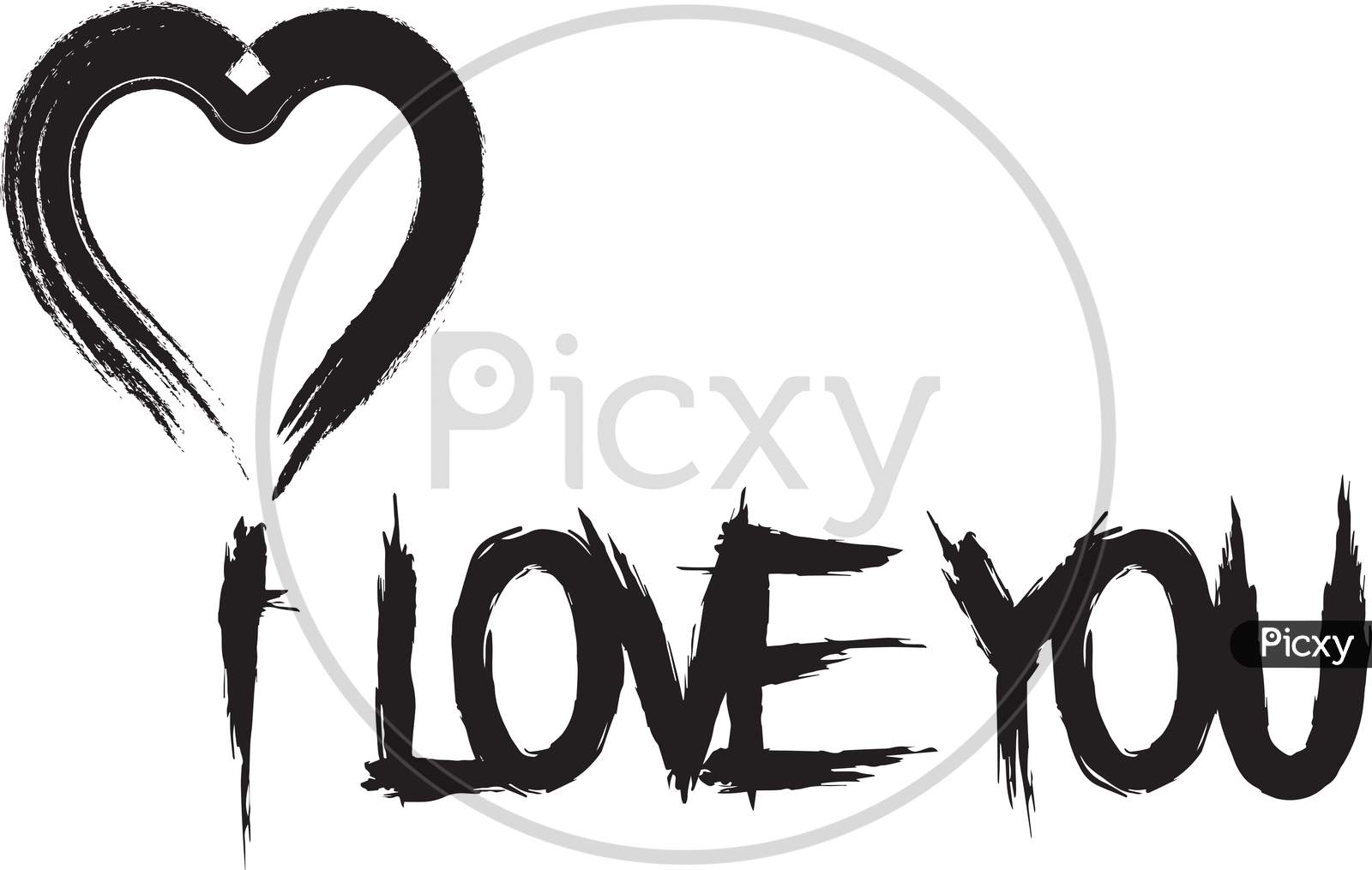 Image of i love text.black and white clip art with heart.-WK103689 ...