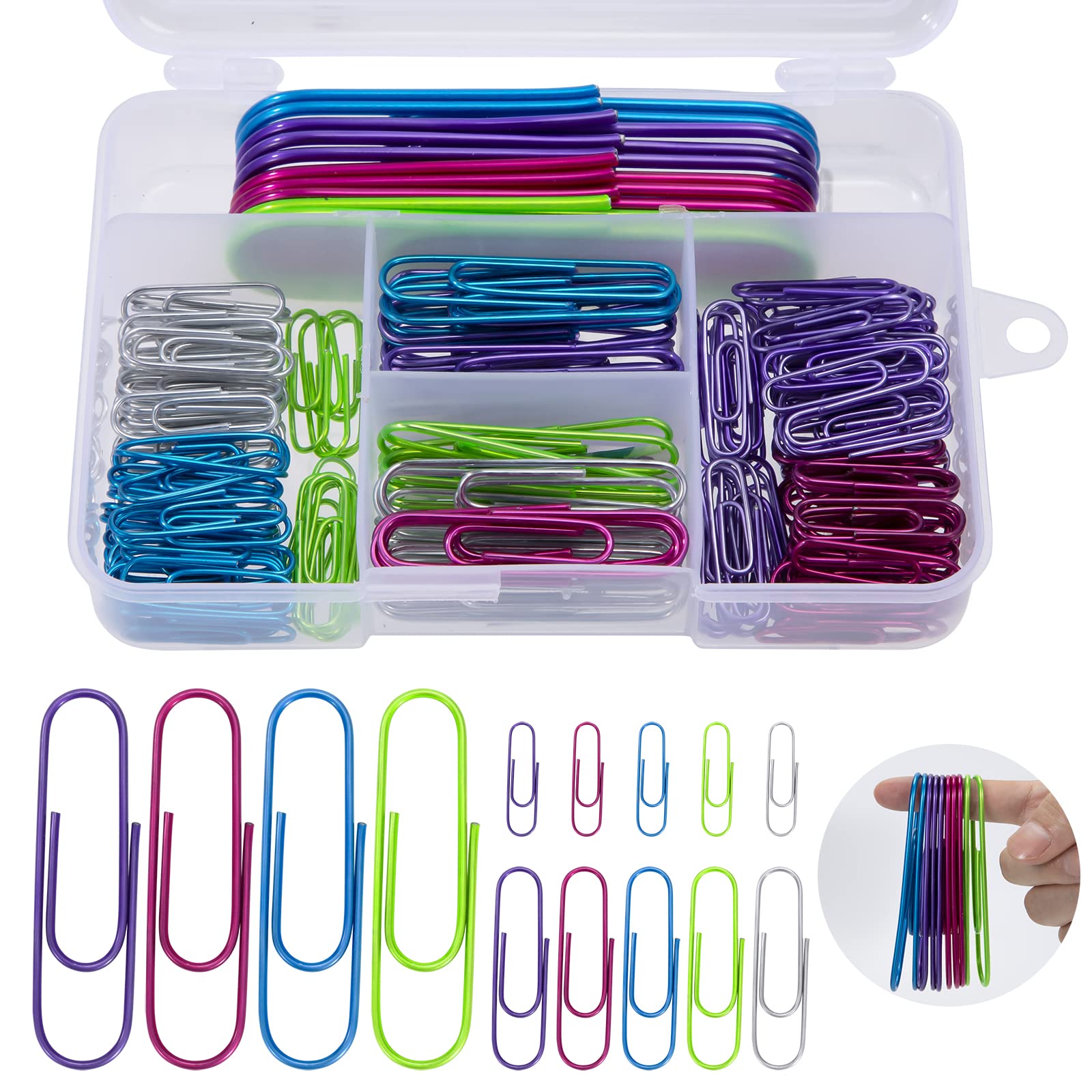 Paper Clips Stationary Set 5 Colours Small Medium Large Paper Clips 28 ...