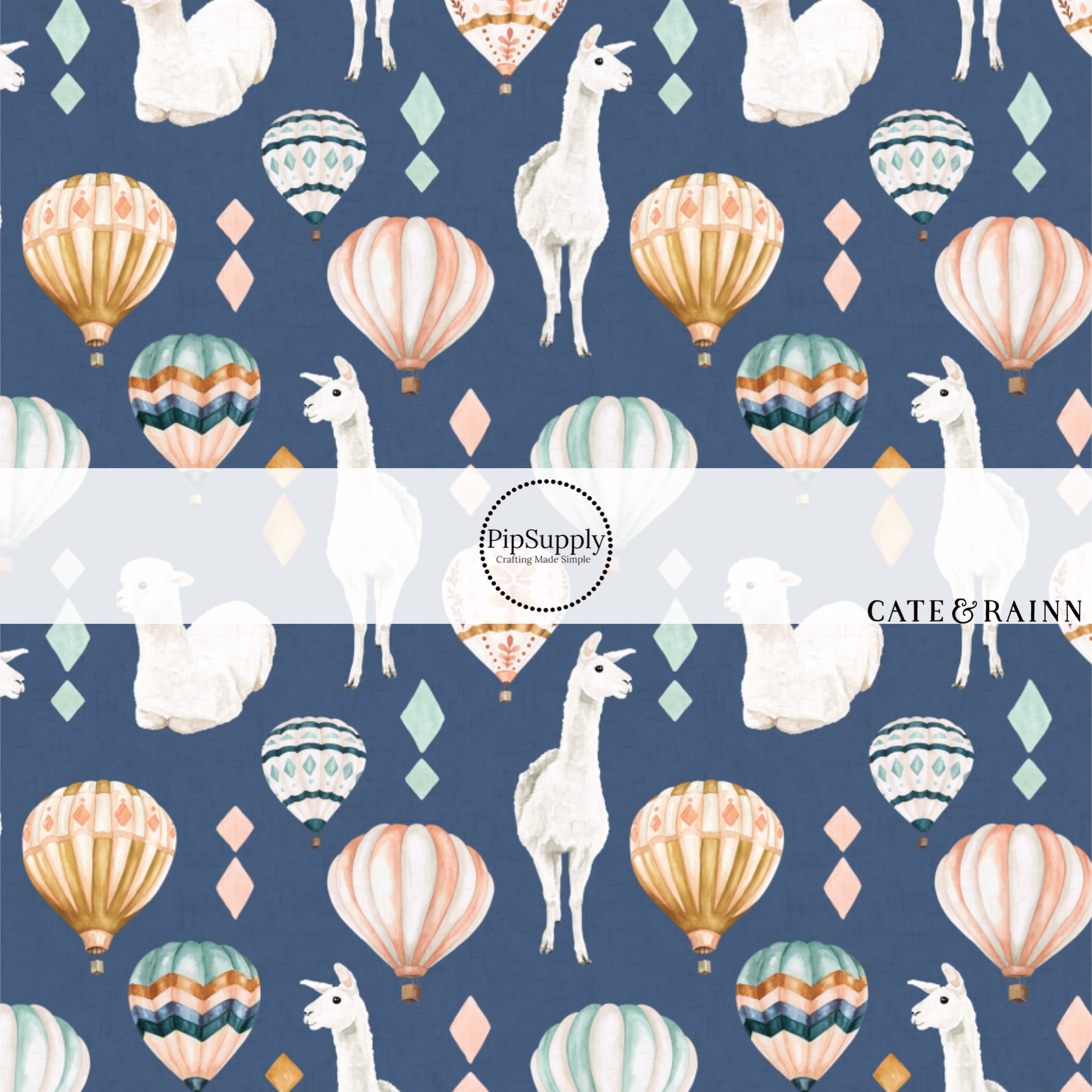 Llamas And Hot Air Balloon Pattern Fabric by the Yard - Llamas and Hot ...