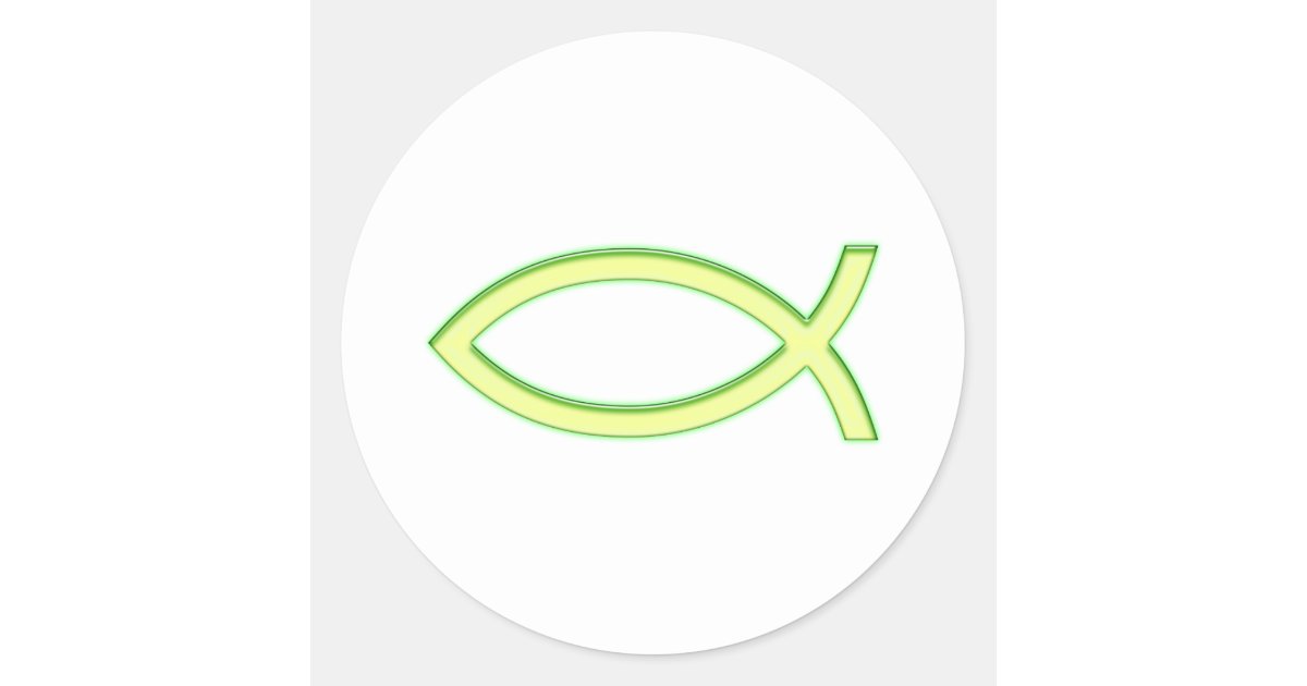 Ichthus - Christian Fish Symbol - Light Green Classic Round ... - Clip ...