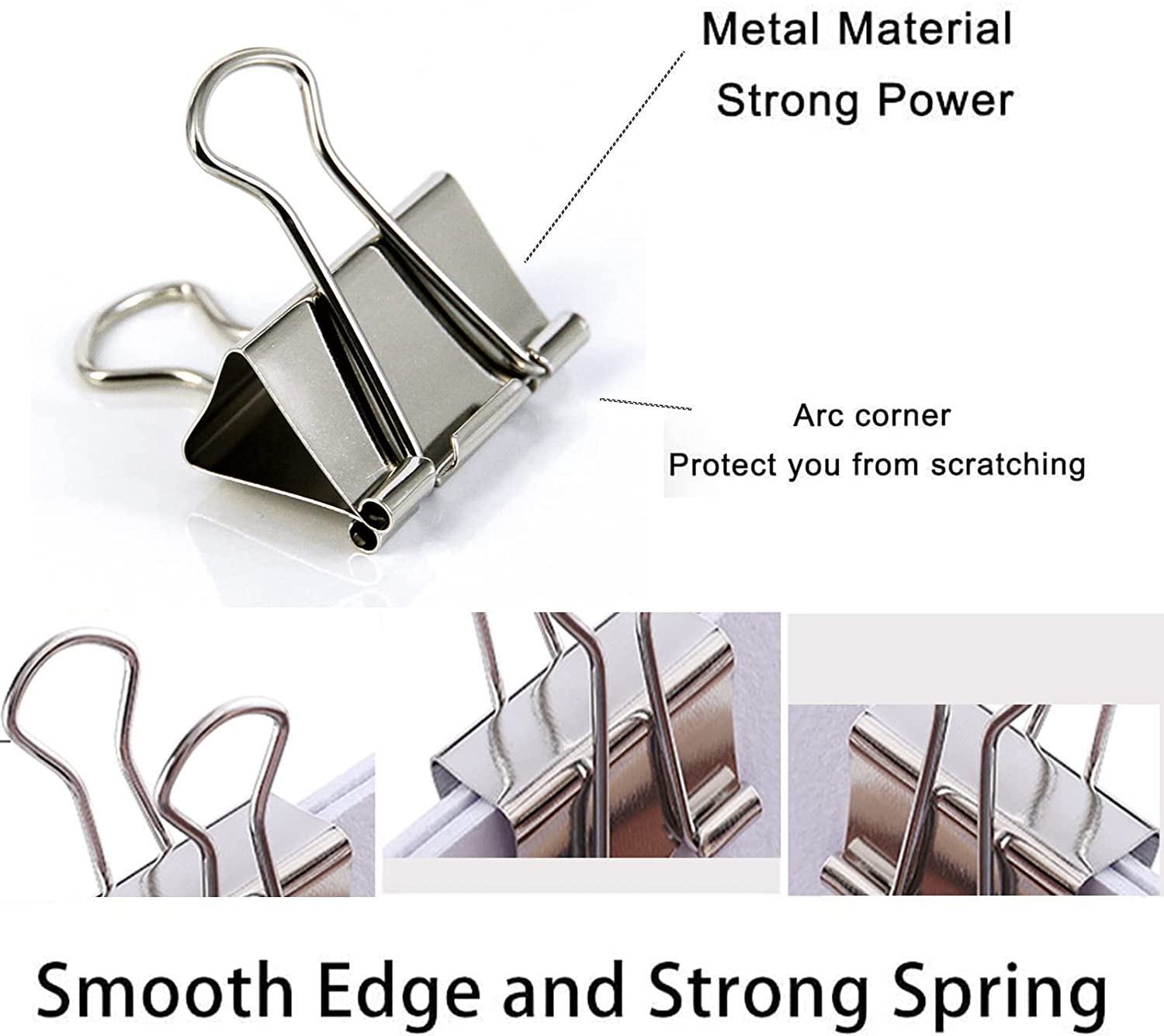 20 Pcs Binder Clips, 1.25 Inches Large Binder Clips, Premium Silver ...