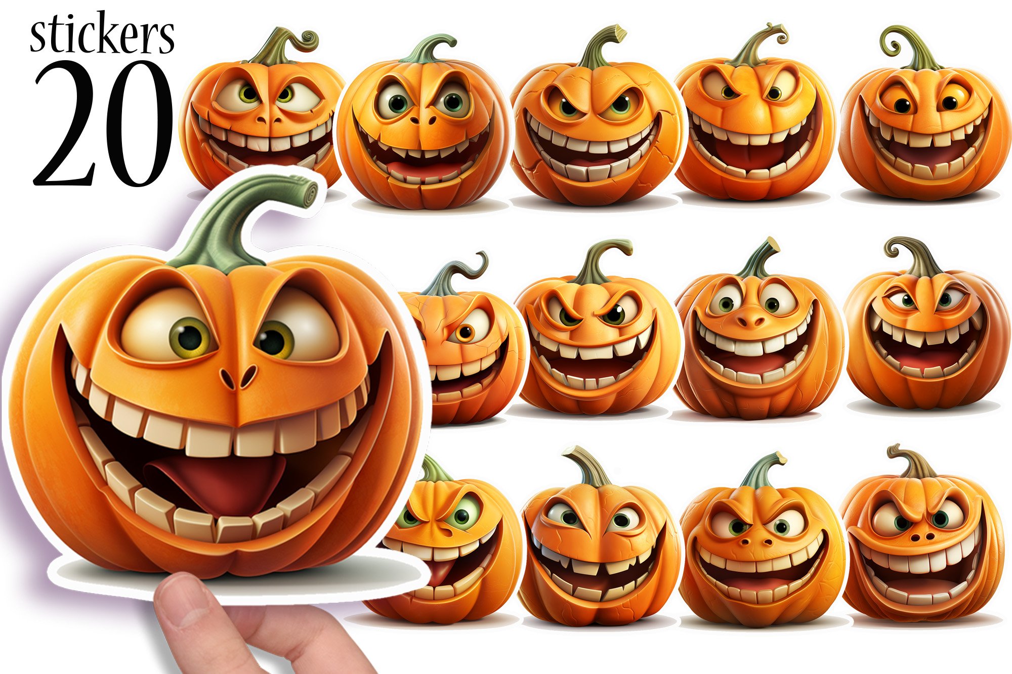 Jack o Lantern Face Halloween Printable Die Cut Stickers PNG - Clip Art ...