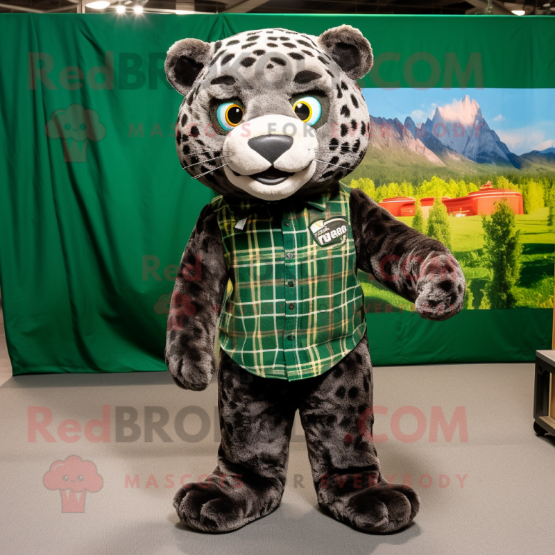 Forest Green Jaguar mascot costume character dressed with a Flannel ...