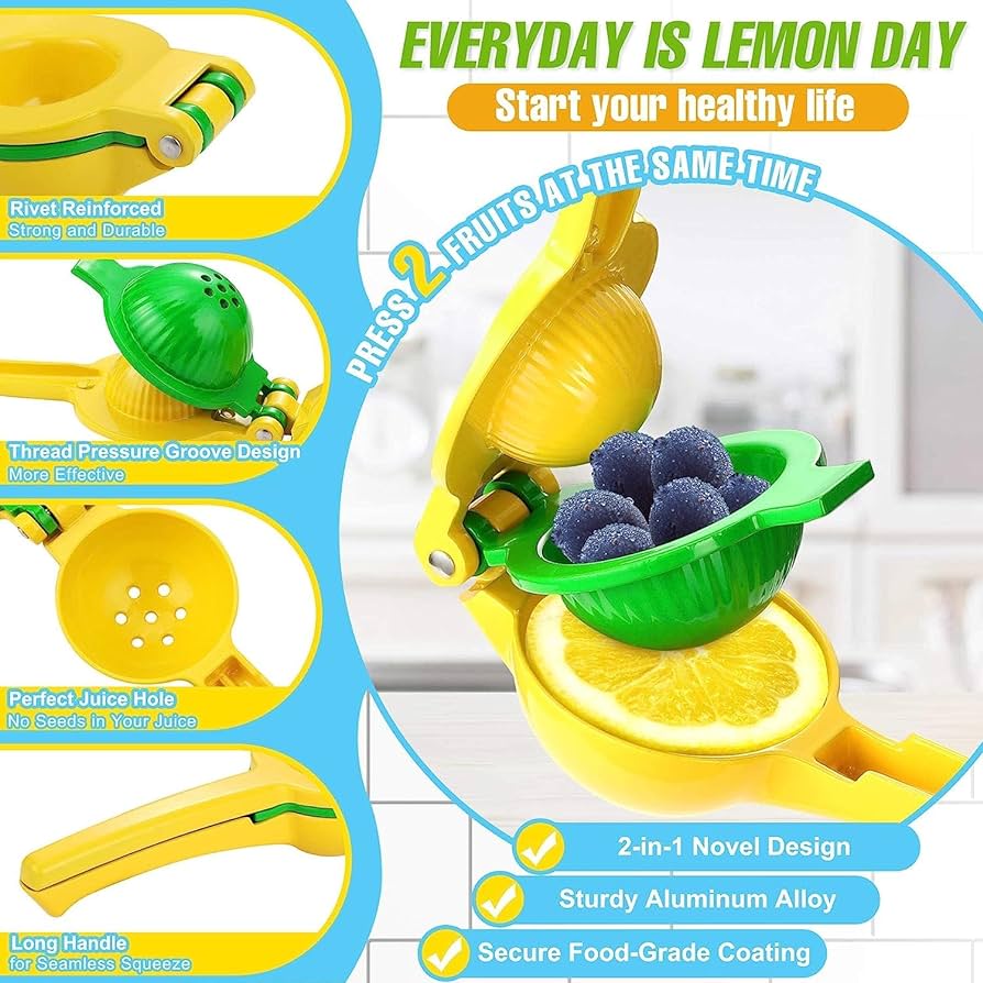 Lemon Squeezer with Clip Press - 2 in 1 Premium Quality Metal Lemon ...