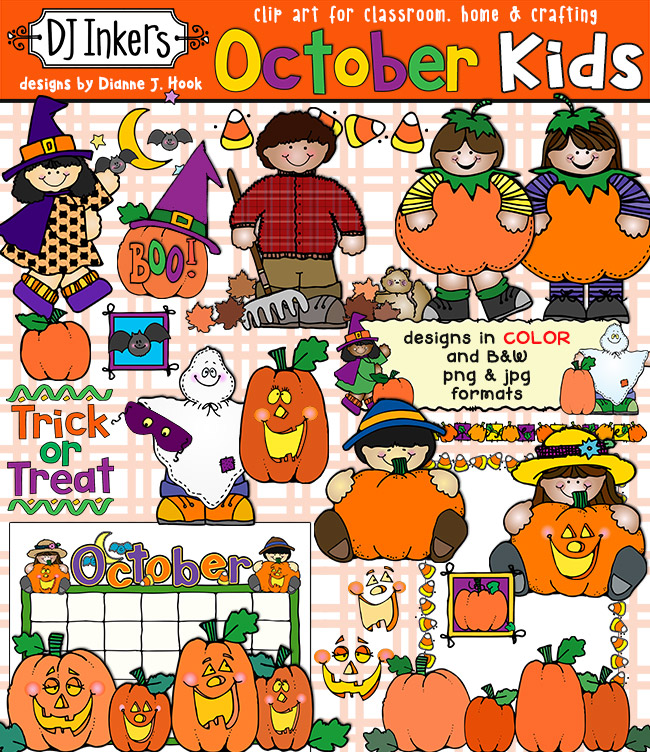 October Kids - Halloween Clip Art Download - Clip Art Library