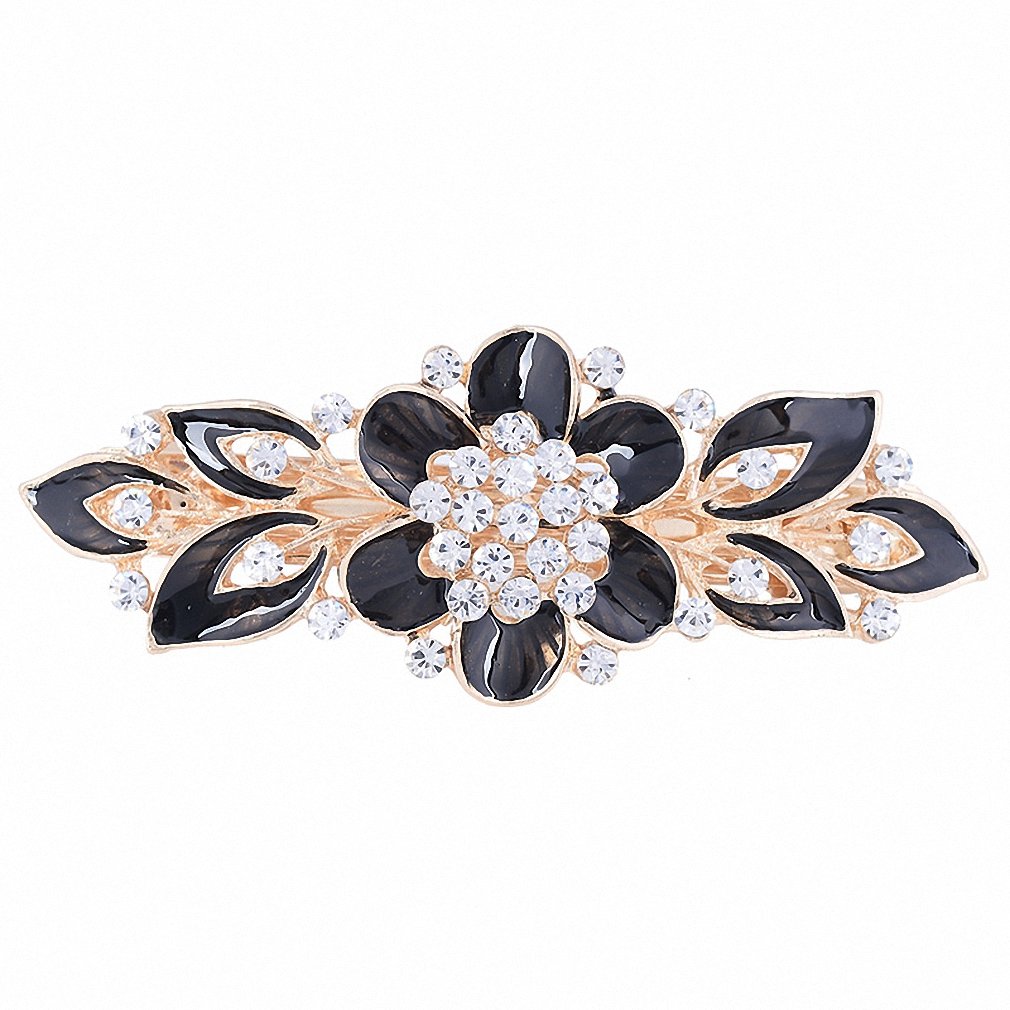 Women Barrettes Colorful Enamel Flower Crystal Rhinestone Hairpin Hair ...