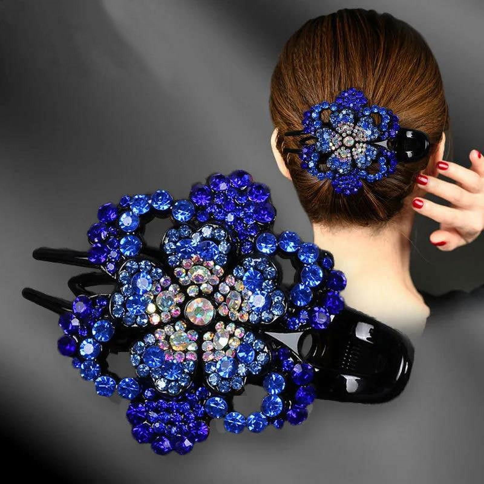 Rhinestone Flower Hair Clip for Women Girls, Crystal Duckbill Clip ...