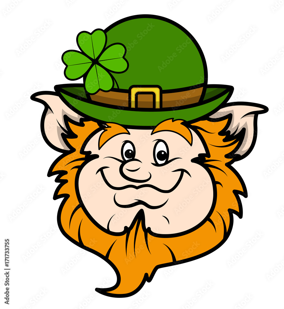 Young Leprechaun Cartoon Face clip-art Stock-Vektorgrafik | Adobe ...