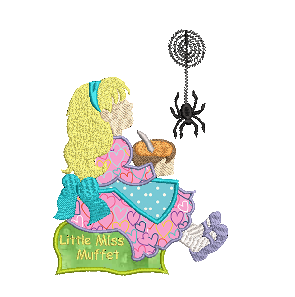 Nursery Rhymes Applique - Little Miss Muffet - 5x7 - Products ...