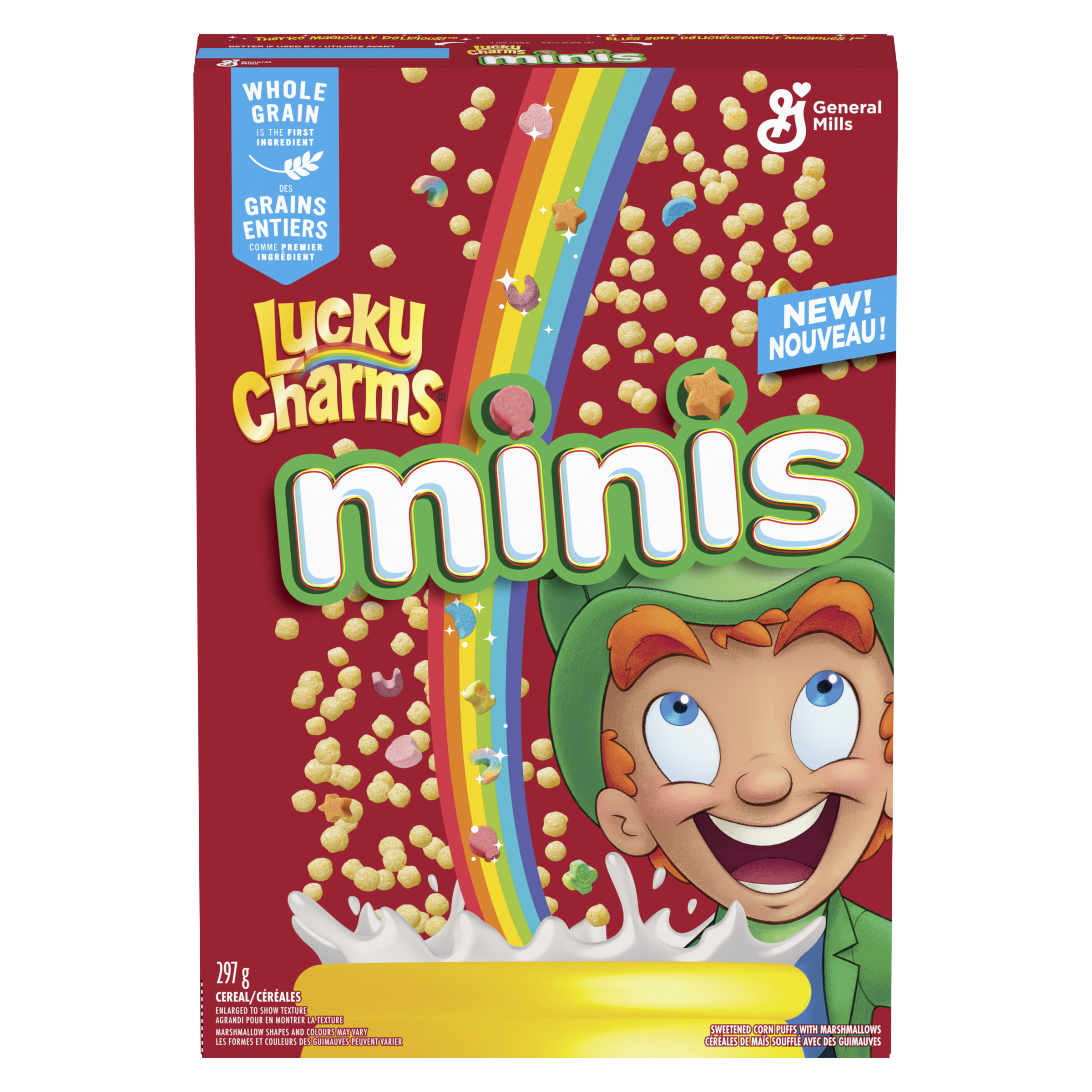 Lucky Charms Minis Breakfast Cereal With Marshmallows, Whole  - Clip 