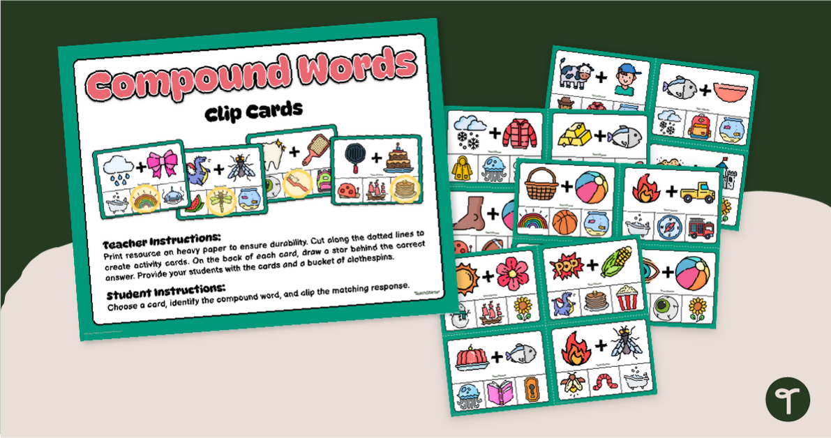 Mash Up Words - Compound Word Clip Cards | Teach Starter - Clip Art Library