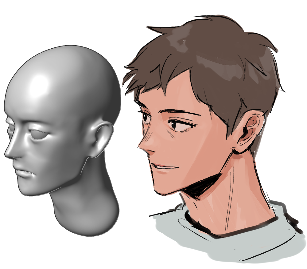 Manhwa male head 3D - CLIP STUDIO ASSETS - Clip Art Library