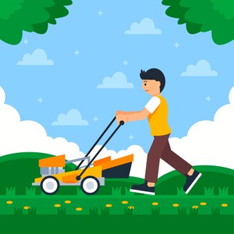 Mowing a lawn Vectors & Illustrations for Free Download | Freepik ...