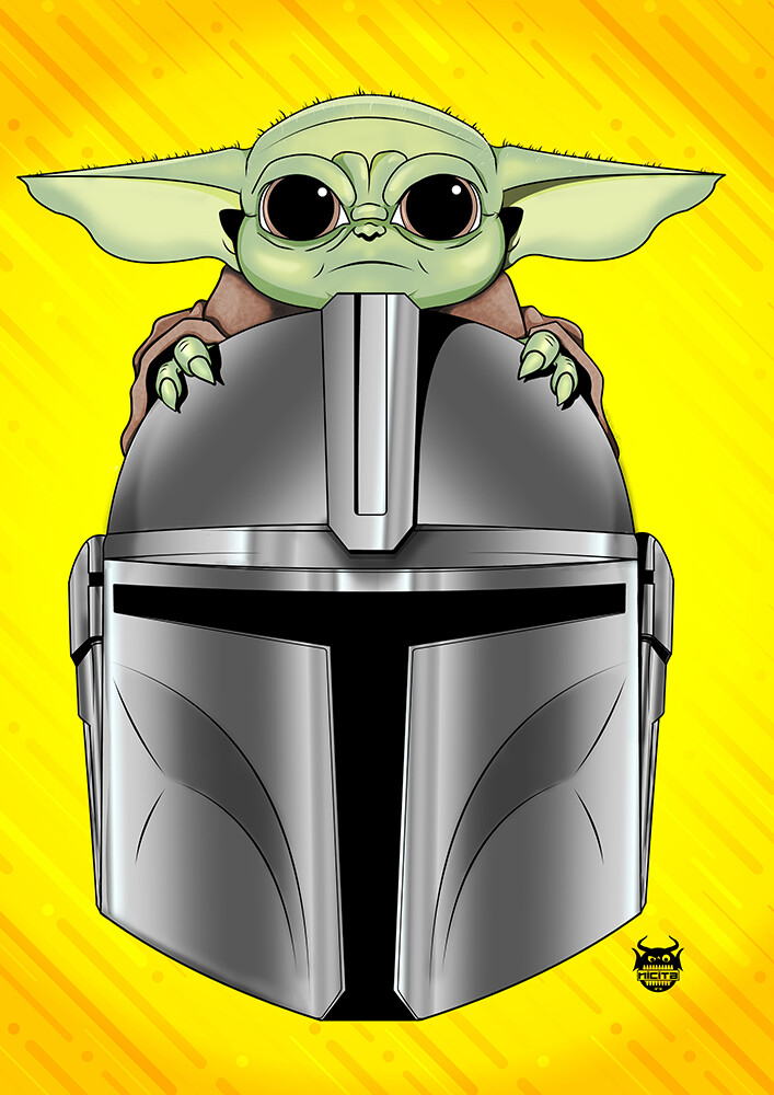 ArtStation - Mandalorian Helmet with baby Yoda - Clip Art Library