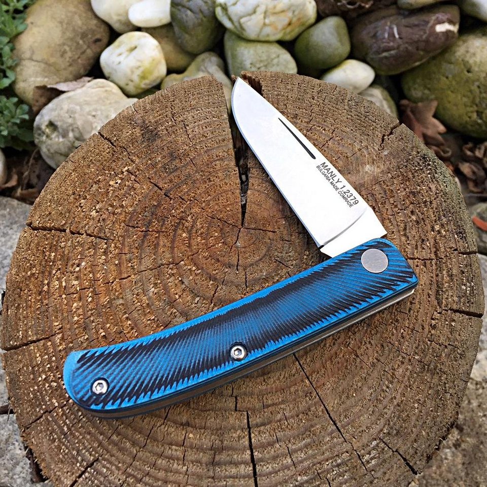 Manly Taschenmesser Comrade D2 Black/Blue Slipjoint Messer Clip - Clip ...