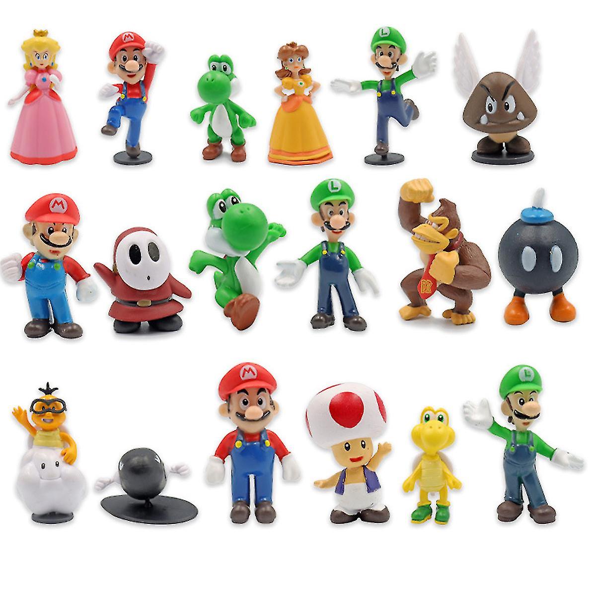 18pcs/set Super Mario Luigi Toad Orangutan Mario Bowser Daisy Peach Shy ...