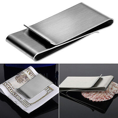 Stainless Steel Double Sided Money Clip Mens Wallet Credit Card Holder ...