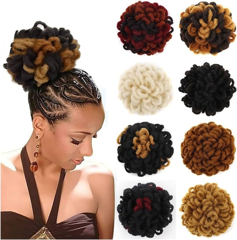 Messy bun hair pieces for women Dreadlocks Bun Afro Puff Drawstring ...