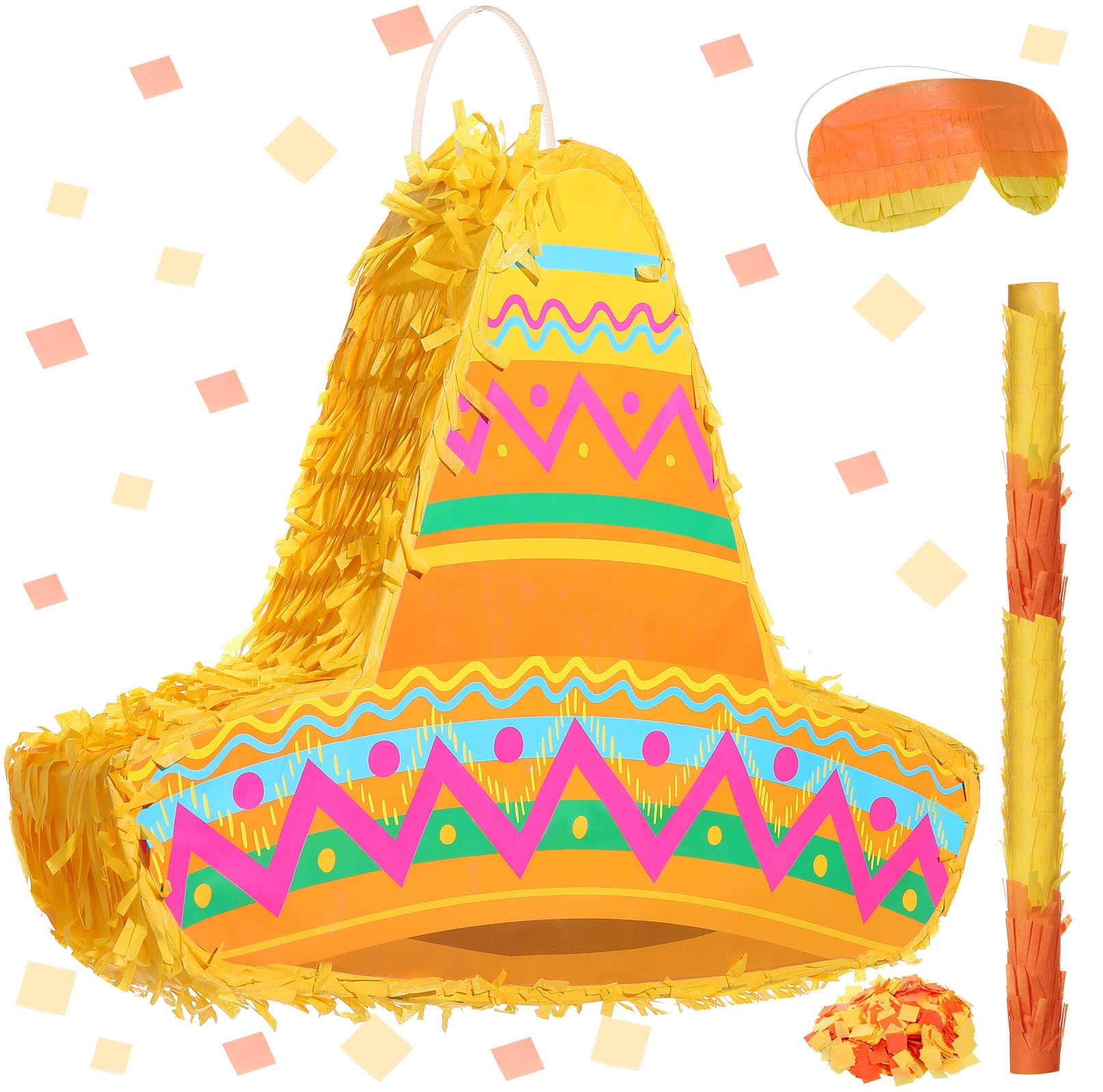 Mexican Themed Party Pinata with Stick Blindfold Confetti Mexican ...