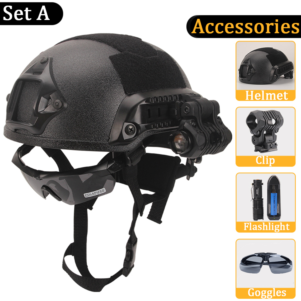 HEARSO Tactical Airsoft Paintball Helmet with Visor and NVG Clip ...