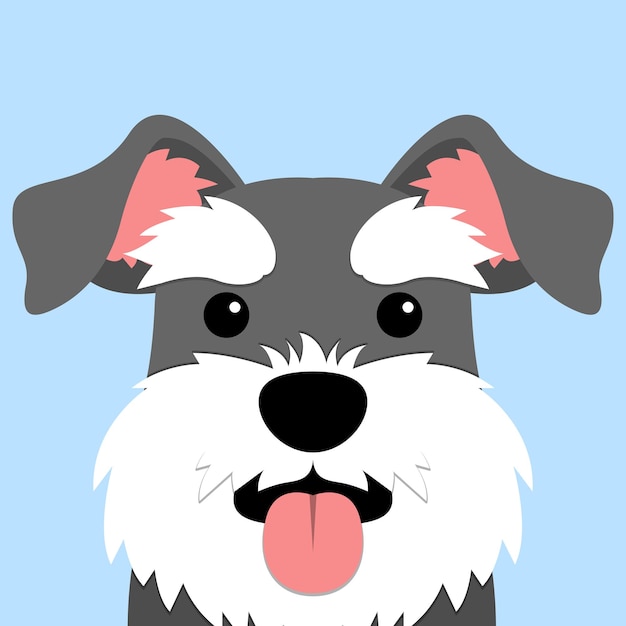 Premium Vector | Cute miniature schnauzer dog flat design vector ...