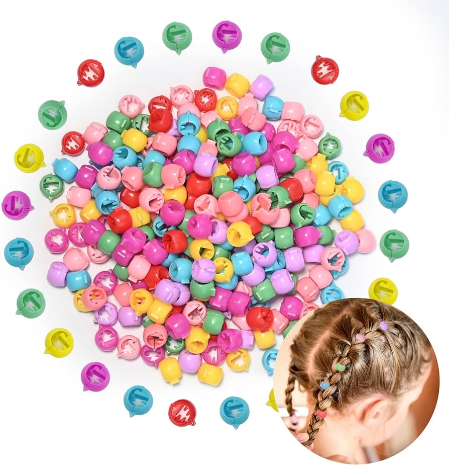 Pack of 240 Mini Beads Hair Claw Colourful Mini Hair Clips Bead Clips ...