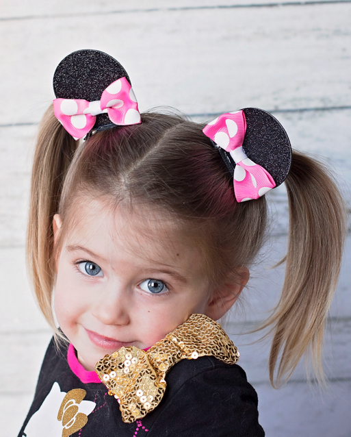 Minnie Mouse Ears Sequin Hair Clips - Clip Art Library