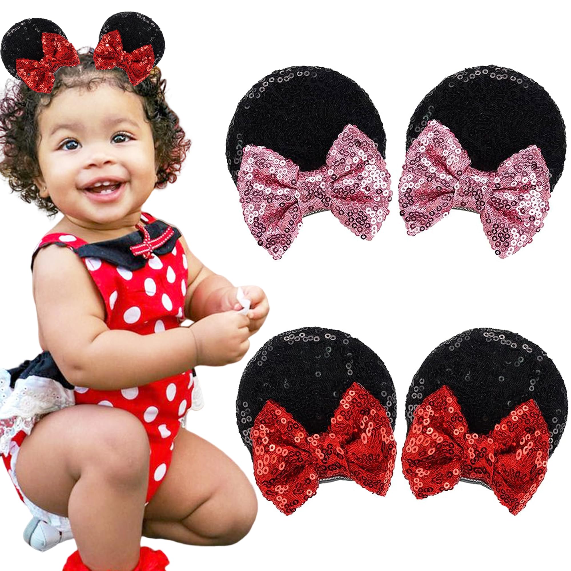 Ayesha Mickey Minnie Ears Hair Clips Halloween Mouse Ears for Toddler ...