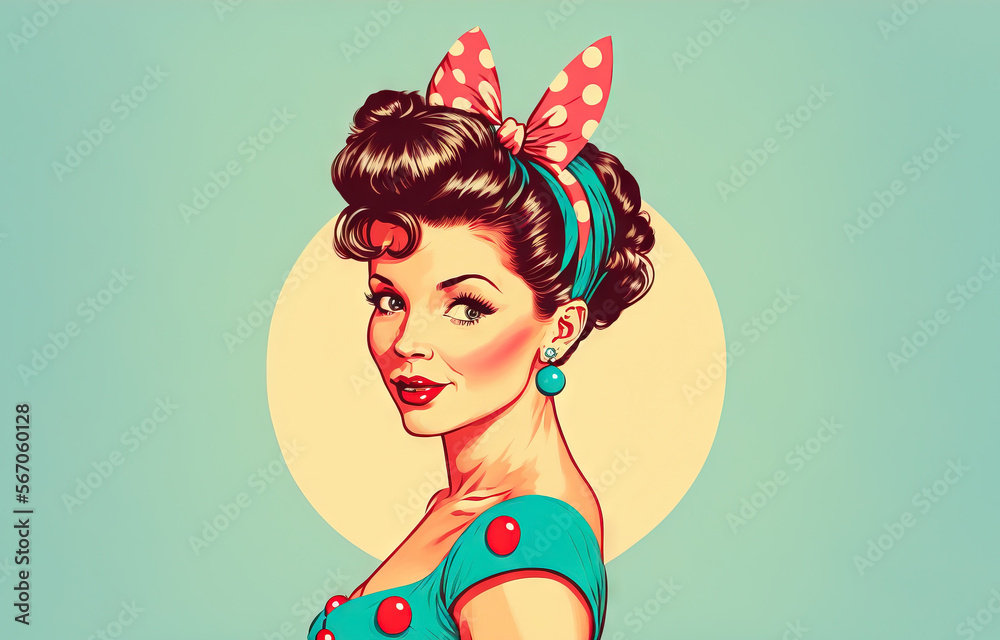 Pretty vintage pin up drawing of a model girl from the 1960s ... - Clip ...