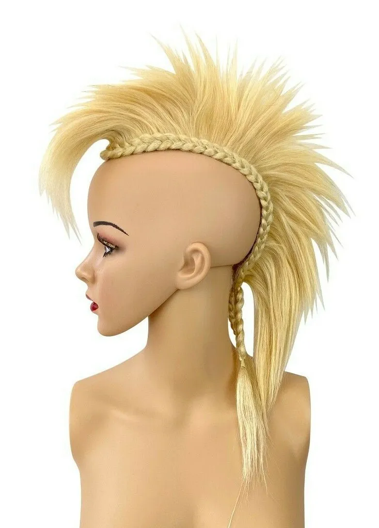 Blond geklebt Clip-in Mohawk Haarteil Perücken Cyberpunk Mad Max ...