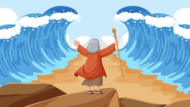 Moses Parting the Red Sea: A Vector Cartoon... - Stock ... - Clip Art ...