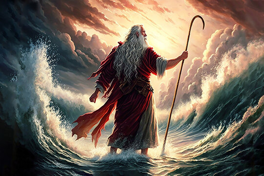 Moses Parting The Red Sea Stock Illustration - Download Image Now ...