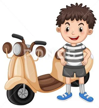 Cartoon Boy Standing Beside Motorcycle ~ Clip Art #195153283 - Clip Art 